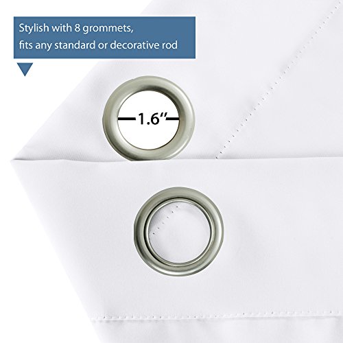 Turquoize Room Darkening White Curtains 50% Blackout Curtains For Living Room Grommet Top Thermal Insulated Grommet Room Darkening Curtains Drapes For Bedroom, White, 52" W X 72" L, 2 Panels #TOP3