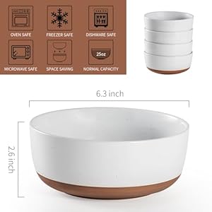 Ceramic Cereal Bowls set of 4-25 oz Porcelain Soup Bowl - 6 inch Stoneware Kitchen Bowl for Salad Oatmeal Ramen Pasta Side Dishes - Dishwasher & Microwave Safe Dinnerwar - Alabaster White Ceramic Cereal Bowls set of 4 25 oz Porcelain Soup Bowl 6 inch Stoneware Kitchen Bowl for Salad Oatmeal Ramen Pasta Side Dishes Dishwasher Microwave Safe Dinnerwar Alabaster White