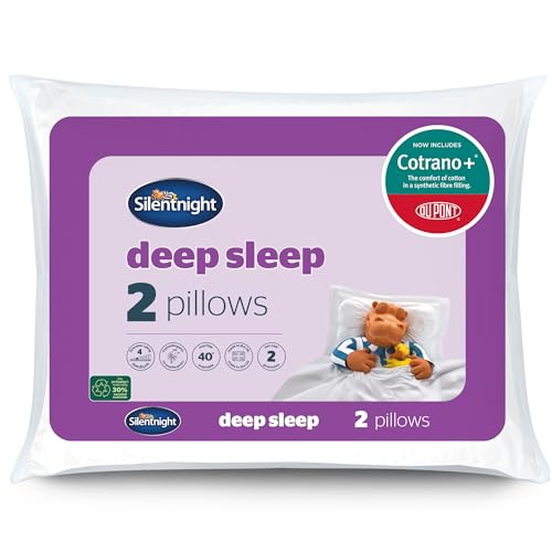 Silentnight Deep Sleep Deluxe Pillows 2 Pack with Dupont – Pack of 2 Soft Medium Support Pillows for Side Sleepers, Hypoallergenic and Machine Washable - Pair, White [Packaging may vary]