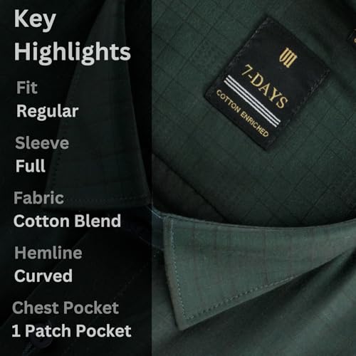 Image of 7-DAYS Premium Men's Formal Shirts - Cotton Rich, Textured Self-Design, Full Sleeve, Regular Fit, Wrinkle Resistant, with Pocket - Perfect for Office
