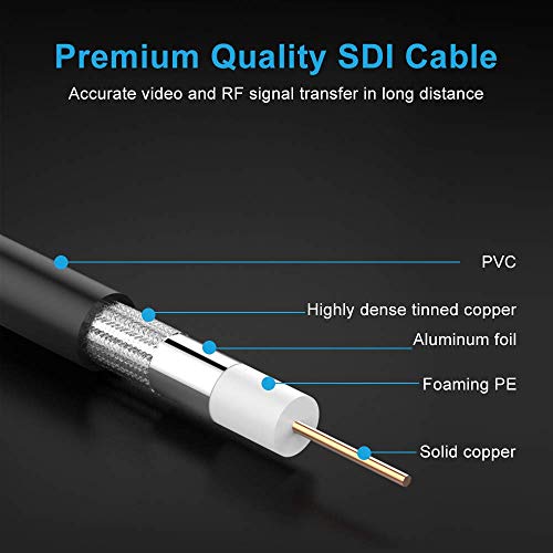 MOOKEERF 25FT SDI Cable, HD-SDI BNC Male to BNC Male 75 Ohm RG6 Video Coaxial Cable - Image 2