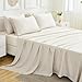 Andency King Size Comforter Set 7 Pieces, Beige Bed in a Bag King Fluffy Boho Tassel Bed Set, Cream Fringe Bedding Set with Quilt Comforter, Sheets, Pillowcases & Shams
