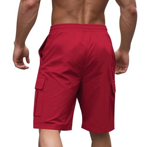 Image of Men's Cargo Shorts Elastic Waist Outdoor Loose Fit Sport Shorts Summer Joggers Casual Short with Multi-Pocket