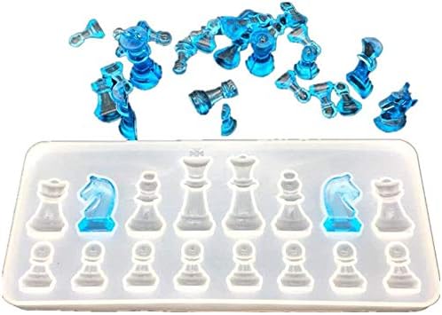 Chess Resin Molds Kit by Garloy,2 Pcs 3D Silicone Molds for Epoxy Resin.The Epoxy Resin Mold Supplies is Very Suitable for DIY Jewelry Resin Casting