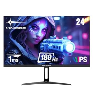 Minifire Gaming Monitor 24 Zoll, 180 Hz, 1ms, AdaptiveSync,IPS, 2xHDMI 2.0/1xDP 1.4 Ports, FHD, sRGB 110%, Monitor PC Bildschirm(MFG24F4 HDMI-Kabel im Lieferumfang enthalten)