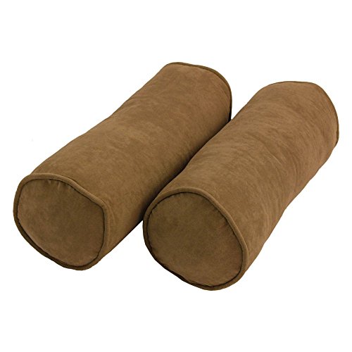 Blazing Needles Corded Microsuede Throw Pillows (Set of 2), 20" x 8", Saddle Brown