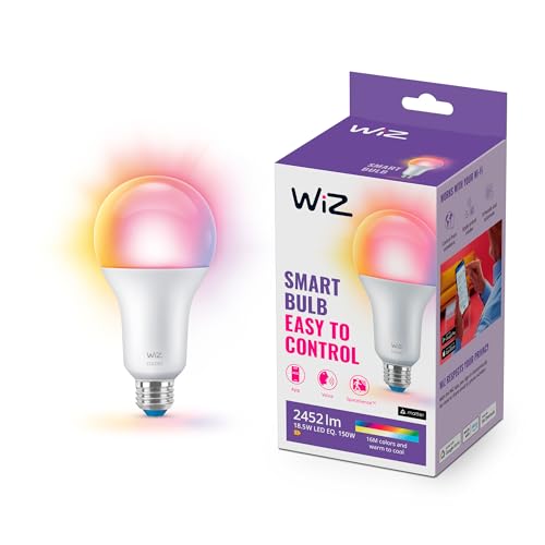 WiZ Lampadina Smart WiFi, Luce Bianca o Colorata Dimmerabile, E27, 18.5W, Tecnologia SpaceSense, Controllo Vocale (Alexa, Apple HomeKit, Google Home)