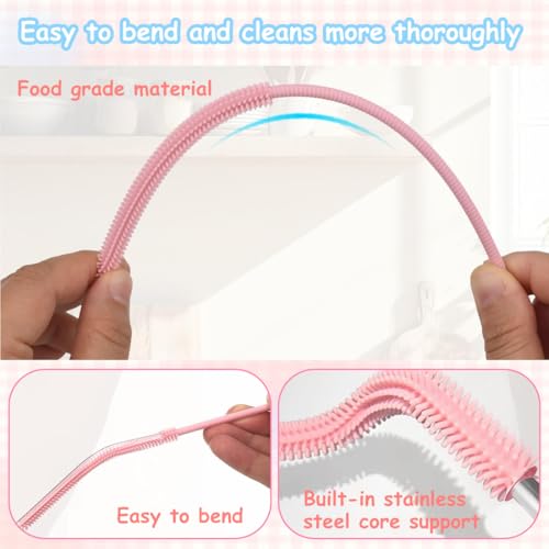 WUY Recipientes aislantes para bebidas,Juego de 2 cepillos de silicona para pajitas (6 mm + 9 mm), adecuados para botellas de agua, biberones, botellas de vidrio, termos y jarrones. - imagen 4