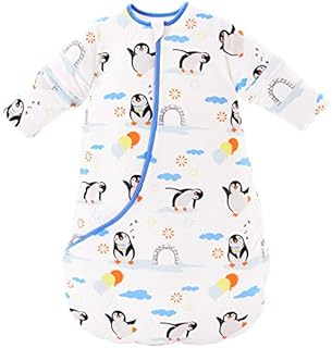 Chilsuessy Baby Sleeping Bag with Detachable Sleeves Winter 3.5 Tog Kids Sleeping Bag 100% Cotton Very Soft Sleep Bag for Infant Toddler, Penguin, 80cm/6-18 Months