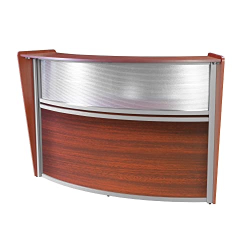 Romig Marque Plexi Single-Unit Reception Curved Desk Workstation “72W x 32D” - Cherry - Thumbnail 4