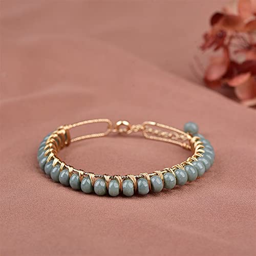 Bracelet en jadéite naturelle vintage de luxe ajustable pour femmes
