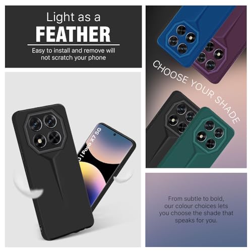 Image of WOW IMAGINE Slim Back Cover for Redmi Note 14 Pro 5G | Poco X7 5G | Blade Series Ultra Thin Case with Lightweight Design | Camera Protection | Soft Matte Silicone Flexible Mobile Case - Black