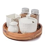 9 Inch Acacia Wood Lazy Susan Organizer for Cabinet, Lazy Susan Turntable for Countertop Table Pantry, Kitchen Turntable Storege