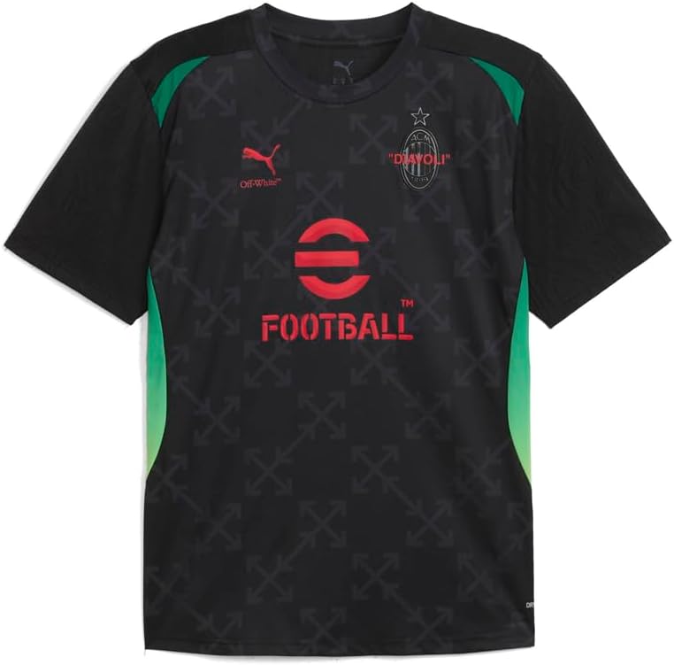 PUMA Mens Ac Milan Off-White Prematch Crew Neck Short Sleeve Jersey Casual - Black - Size M