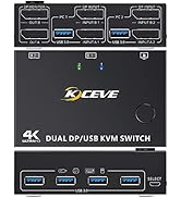 DP KVM Switch 2 Computer 2 Monitore, Zwei Monitore Displayport USB 3.0 KVM Umschalter für zwei Mo...