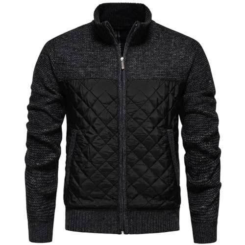 Men's Stand Collar Straight Tube Type Thick Warm Plus Fleece Cardigan Casual Sweater3