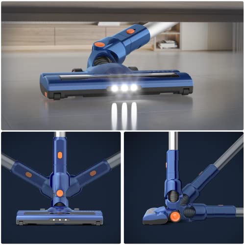 ORFELD Aspirateur sans fil 6 en 1, autonomie jusqu'à 50 minutes, brosse électrique LED, support mural, aspirateur sans fil ultra léger pour sols durs, tapis, poils d'animaux - Image 5