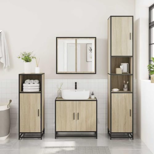 Muebles de baño de roble Sonoma y metal en conjunto de dos piezas 4