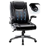 COLAMY Executive Office Ergonomic Chair with Thick Bonded Leather, Flip-up Armrests, High Back Adjustable Height and Tilt for Working, Study, Gaming