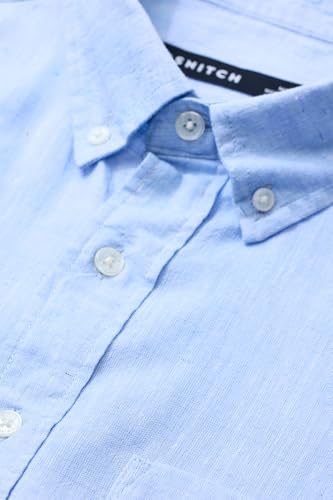 Image of SNITCH Men Casual Shirt | Regular Fit Full Sleeve Button-Down Collar Solid Pattern | Premium Linen Blend & Breathable Fabric for Everyday & Office Wear