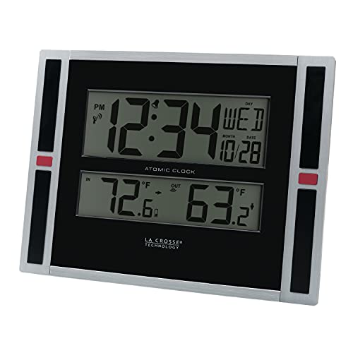 La Crosse Technology 513-149 11-Inch Atomic Digital Wall Clock With Temperature, Black, One Size #TOP1