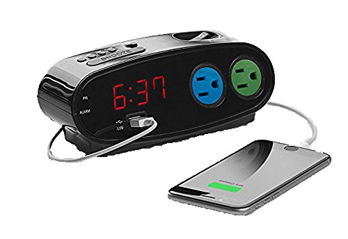 Sharp Alarm With Usb And Outlets, Black #TOP5