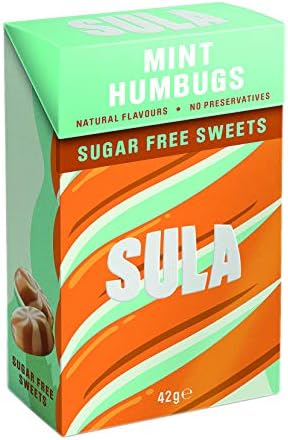 Sula Mint Humbugs Sugar Free Boiled Sweets, 42 g (14-Pack)