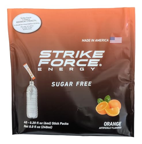 Image of Strike Force Energy Drink Mix - Orange Flavor - Natural Tasting Caffeine Drink - Turn Any Drink into a Healthy Energy Drink - Zero Calories, Keto Friendly, Sugar Free, Pre Workout (40 Liquid Packs)