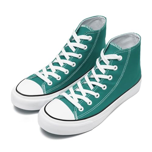 Chaussures en toile pour homme et femme - Baskets montantes tendance - Chaussures de marche décontractées à lacets, Vert, 40.5 EU
