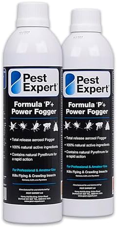 Pest Expert Cluster Fly Killer XL Power Fogger 2 x 530ml- Formula 'P+' Fly Fumigator (HSE approved and tested – professional strength product)