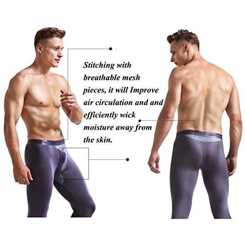Ouruikia Men's Thermal Underwear Pants Modal Thermal Bottoms Long Johns Pants Underwear With Separate Pouch (White(Only Bottom), Us Large) #TOP4