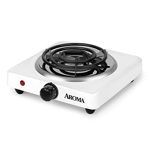 AROMA® 6' Single Burner Hot Plate, Compact & Portable with Temperature Control, White (AHP-511)