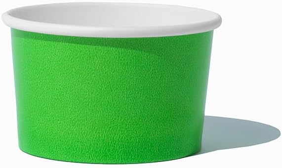 UNIQ [1,000 Count Green Paper Ice Cream Cups - 3 oz Tiny Dessert Bowls - Containers For Takeout & Food On The Go - Perfect For Seasonings, Samples & More! Frozen Dessert Supplies (Green)