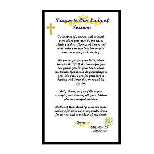 Gifts by Lulee Seven Sorrows laminated holy card with gold accents