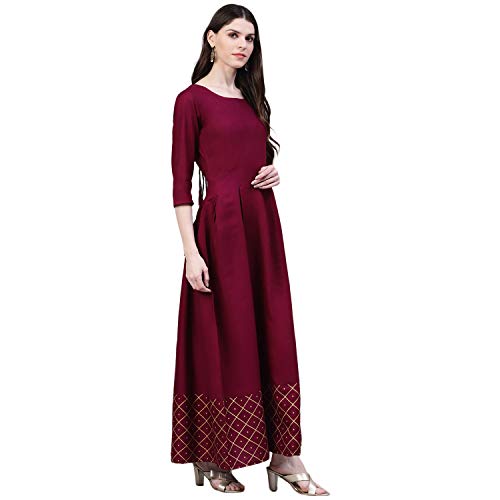 Image of Stylum Women's Checkered Rayon Flared Kurta with Dupatta Set