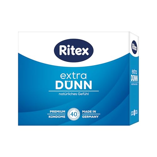 Ritex Kondome extra dünn – Kondome gefühlsecht extra dünn 40 Stück, hauchzart für ein natürliches Gefühl – Vegan, dermatologisch getestet, Made in Germany
