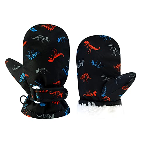 Image of BAVST Toddler Waterproof Mittens Fleece Lined Baby Boys Girls Winter Warm Glove Kids Snow Infant Ski Mitten for 3M-5T