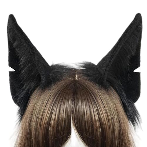 QUICOMP Handmade Wolf Ears Headband Fox Ear Hairband Wolf Cosplay Props (Black1) — view 2