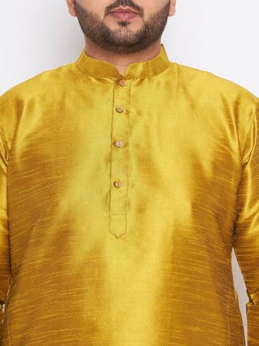 Image of Vastramay Plus Men's White Silk Blend Kurta Pyjama Set VPLUSMKWH001nPBL 44 | Independence Day