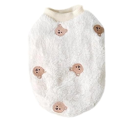 ISUPY 可愛い ペット服 秋冬 犬服 パーカー コート 裏ボア 暖かい 犬洋服 ドッグウェア tシャツ 柔らかい サンゴフリース 防寒 保温 犬用コスチューム 猫服 人気 ファッション 小中型犬 ペット用品 脱毛保護 クリスマス (M,ホワイト)