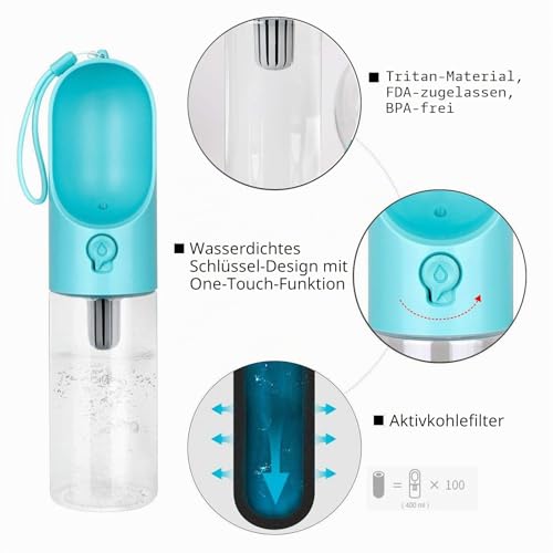 PETKIT P008 EVERSWEET Hundetrinkflasche für unterwegs, Leckdichte Outdoor Trinkflasche - 400ml