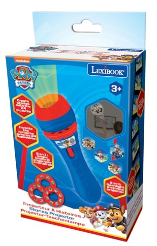 Lexibook - Paw Patrol -Geschichten Projektor, Helfer auf Vier Pfoten Taschenlampe und Projektor mit 3 Scheiben, 24 Bilder, erstellen Sie Ihre eigenen Geschichten, LTC050PALXB