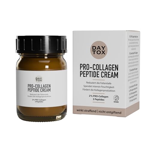 DAYTOX PRO Collagen Peptide Cream (50 ml) – Anti Aging Crème mit veganem Kollagen & Peptiden – reichhaltige Tagescreme strafft die Haut & polstert auf – geeignet für alle Hauttypen