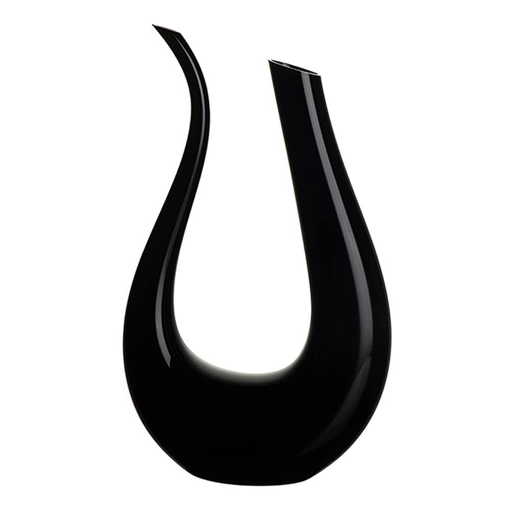 STARRY G Decantador de vino tinto, jarra de decantador de vino, Decantador de degustación ciega para vino, Decantador negro sólido, Decantador en forma de arpa en U, Decantador de cristal sin plomo