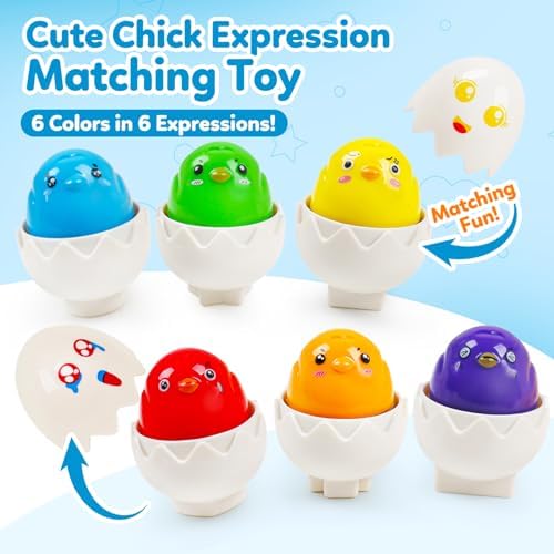 FQKIOMY Egg Toddler Toys,Montessori Geometric Egg Shape Sorter Toys Preschool Learning Educational Color Sorting & Eggs Puzzles Matching Games Fine Motor Toy for Boys Girls Ages 1-3 - 3