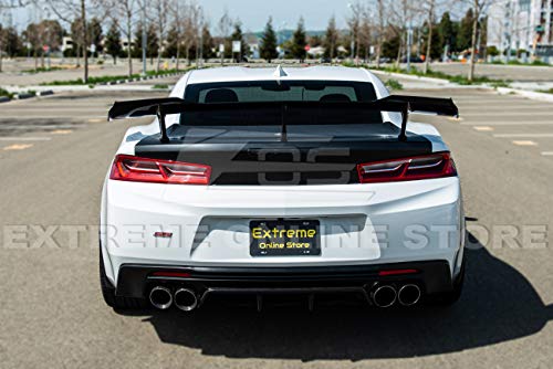 Replacement for 2016-Present Chevrolet Camaro All Models | ZL1 1LE Style Carbon Fiber Rear Trunk Lid High Wing Spoiler (ABS Plastic - Glossy Black)