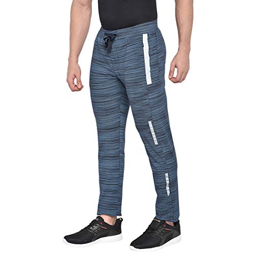 Image of BEEVEE Mens Navy Printed Stretch Elasticated Knits Trackpant with Drawstring.