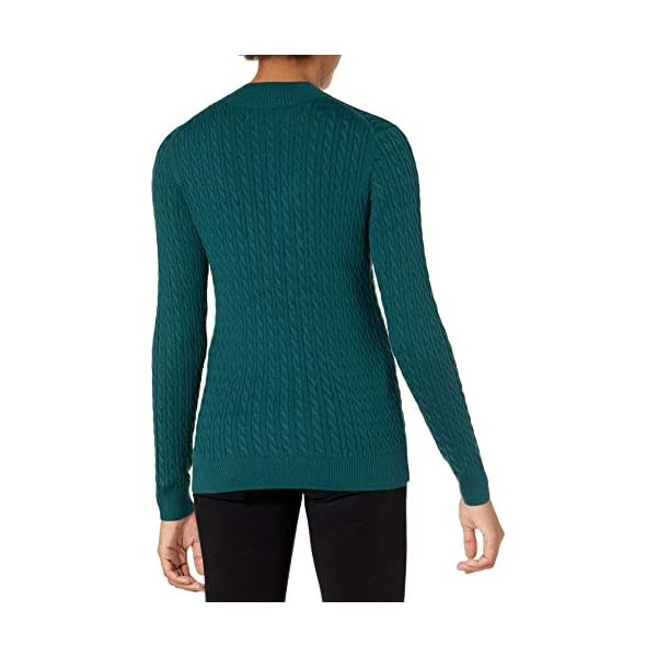 Amazon-Essentials-Womens-Classic-fit-Lightweight-Cable-Long-sleeve-Mockneck-Sweater Amazon Essentials Women's Classic-Fit Lightweight Cable Long-Sleeve Mock Neck Sweater, Forest Green, Medium