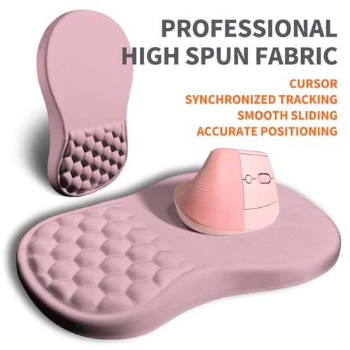 Image of Ergonomic Joint Wrist Support Mouse Pad with Memory Foam Cushion Massage Bump, Carpal Tunnel Pain Relief Mousepad Slope Design for Wrist Rest, 11.8x7.9 in, Thistle