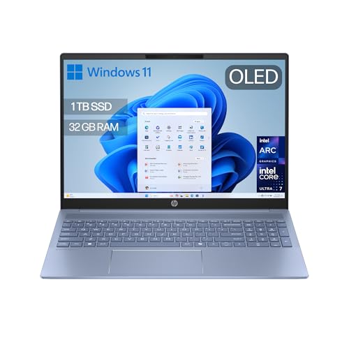 HP OmniBook 5 AI - Ordenador Portátil de 16 OLED 2K (Procesador Intel Core Ultra 7-255U, 32GB RAM, 1TB SSD, Gráficos Intel, Windows 11 Home) Azul - Teclado QWERTY Español